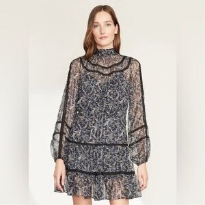 Veronica Beard Black and Gray Long Sleeve Dress